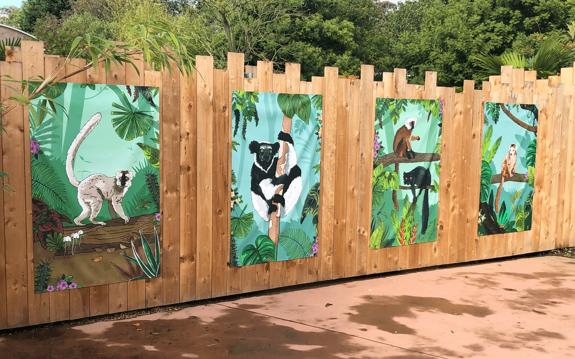 green banners on fence